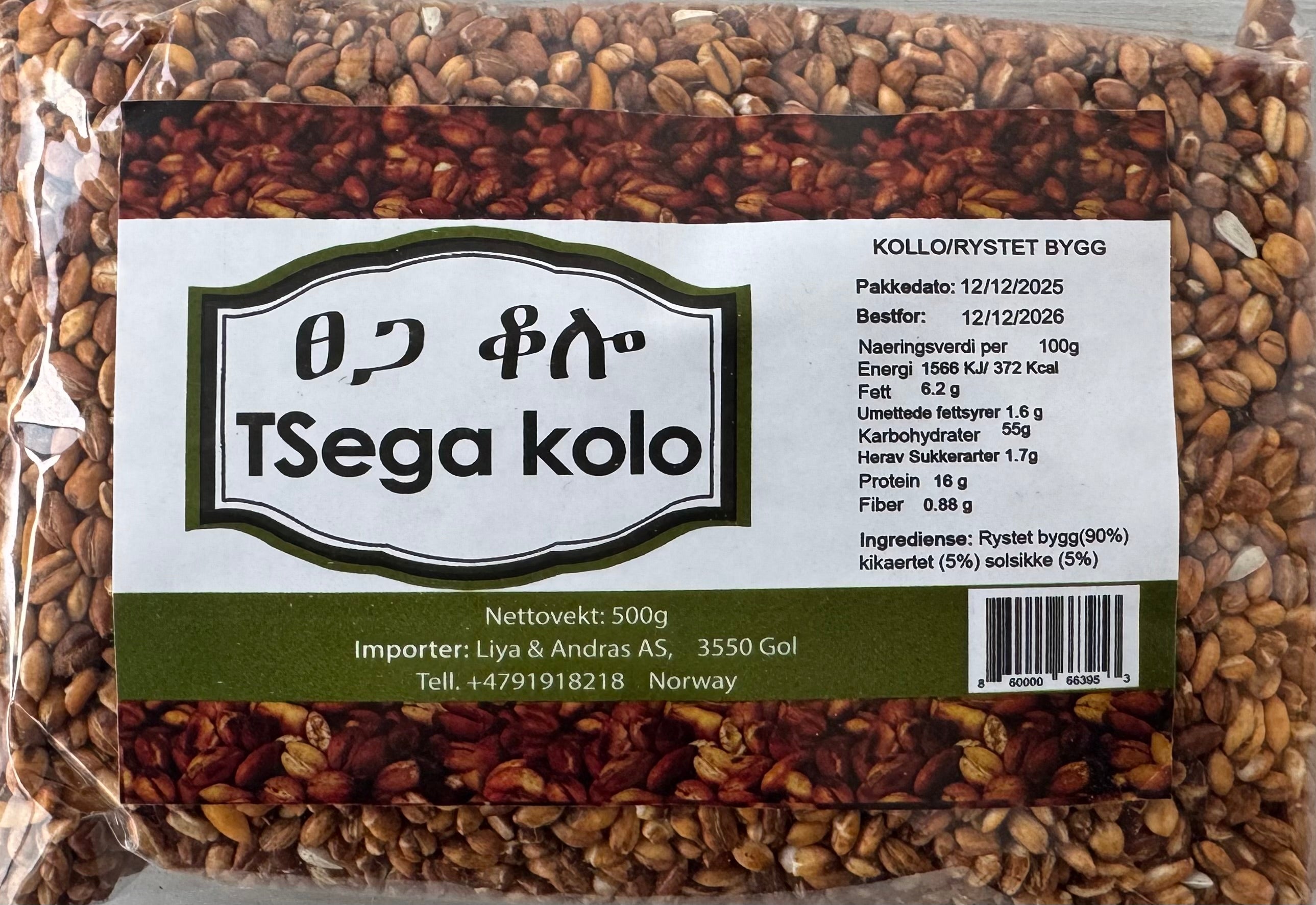 TSega Kolo – Rystet Bygg 500g