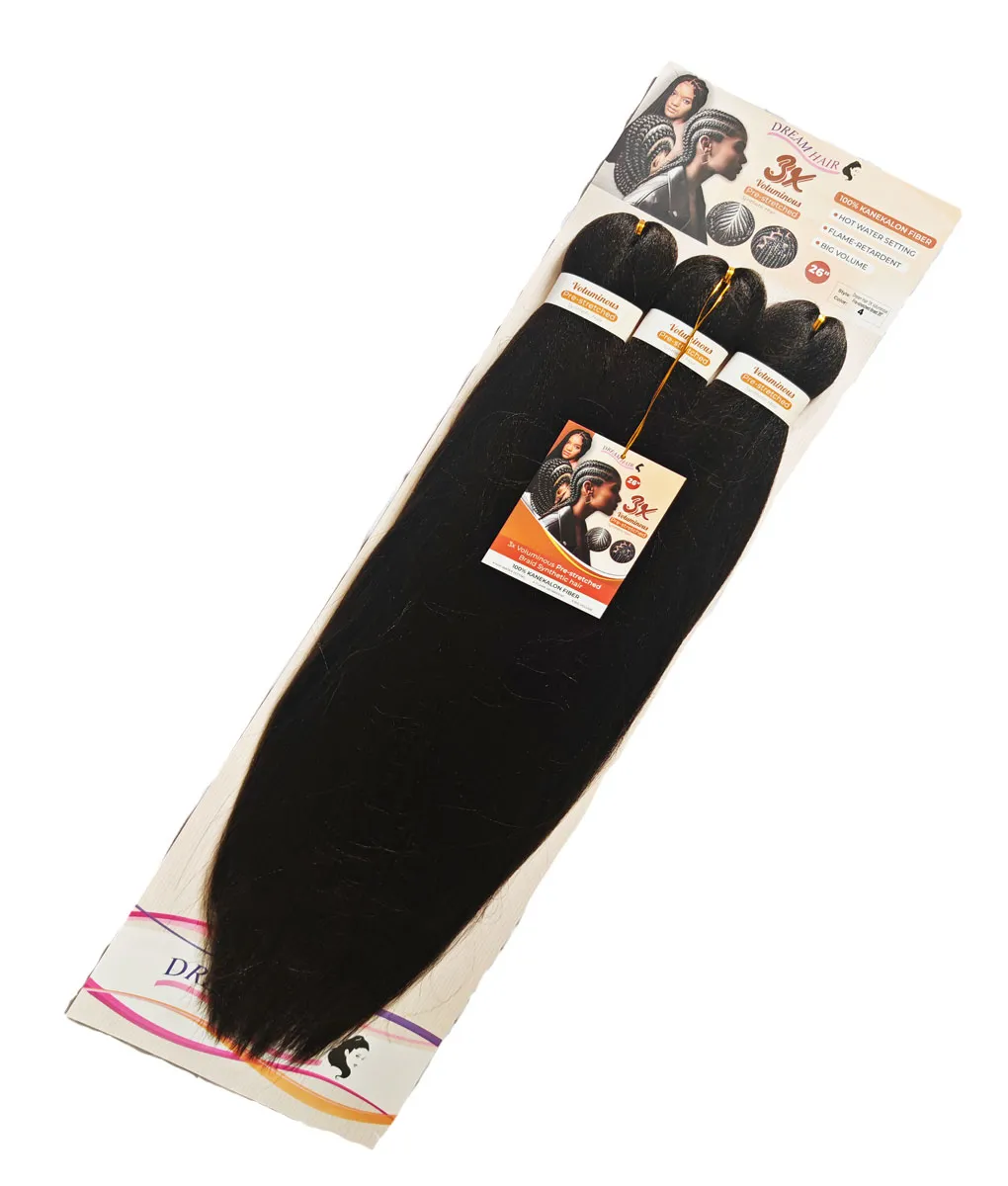 Dream Hair 3X Voluminous Pre-Stretched 100% Kanekalon Fiber 26 tommer